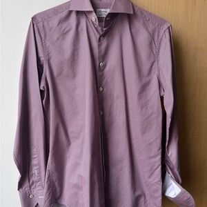 Slim Fit Mauve Patterned Dress Shirt by Scalpers